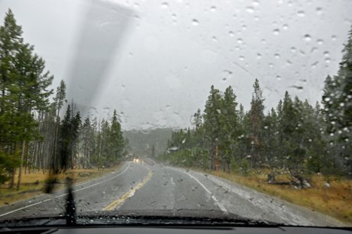 hail storm in Yellowstone National Park